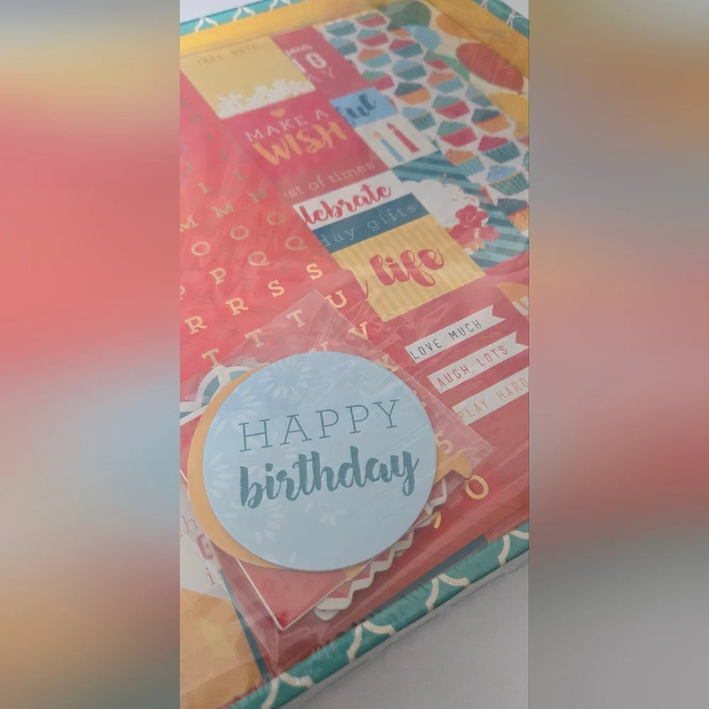 American Crafts Scrapbook Box Birthday Kit NIB